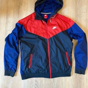 Nike Jacket Mens Large Blue Windrunner Lightweight Lined Hooded Outdoor 00s Vtg
